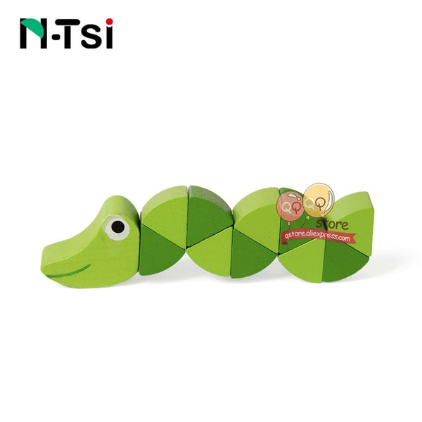 Colorful Wooden Worm Puzzles Kids Learning