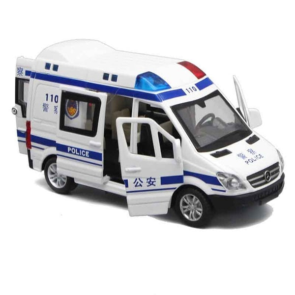 1:32 Hospital Rescue Ambulance Police Metal Cars