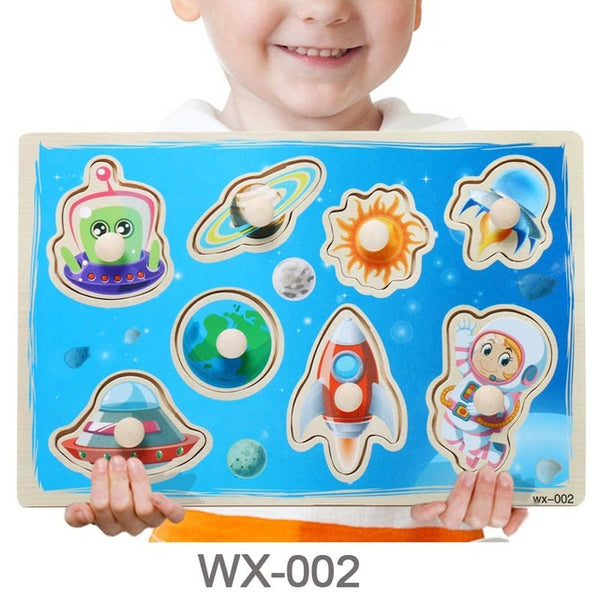 Baby Toys Montessori Wooden Puzzle Cartoon