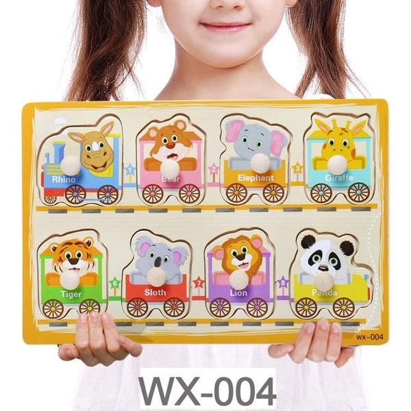 Baby Toys Montessori Wooden Puzzle Cartoon