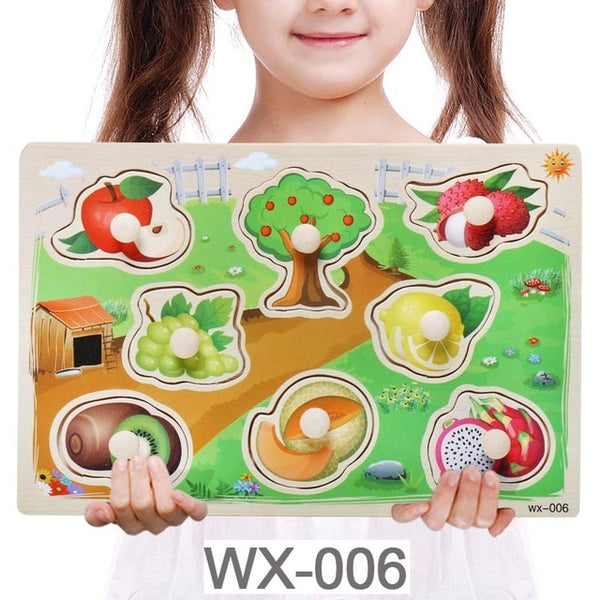 Baby Toys Montessori Wooden Puzzle Cartoon