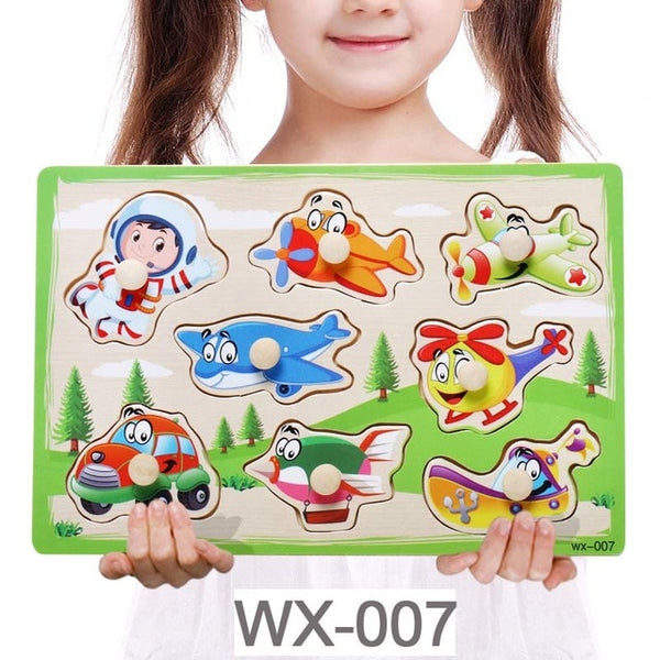 Baby Toys Montessori Wooden Puzzle Cartoon