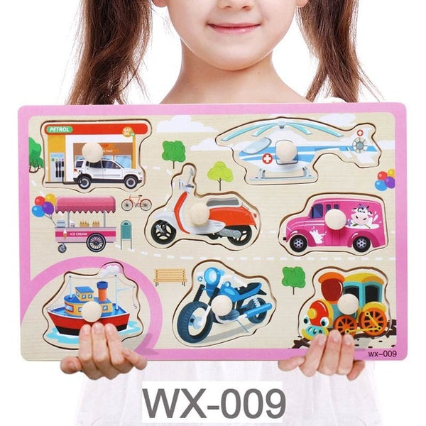 Baby Toys Montessori Wooden Puzzle Cartoon