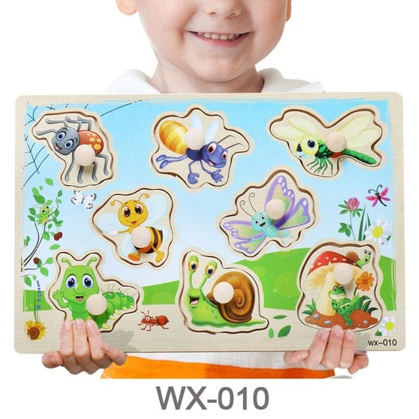 Baby Toys Montessori Wooden Puzzle Cartoon